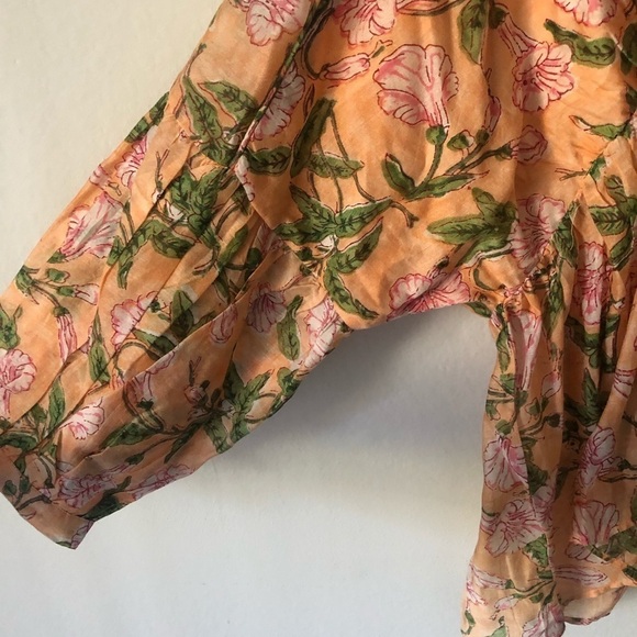 Cleobella Boho Floral Balloon Sleeve Blouse S - Picture 7 of 10